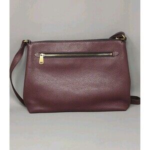 Fossil Kinley Crossbody Bag Purse Maroon Leather 13x9 with Zip Pockets & Strap